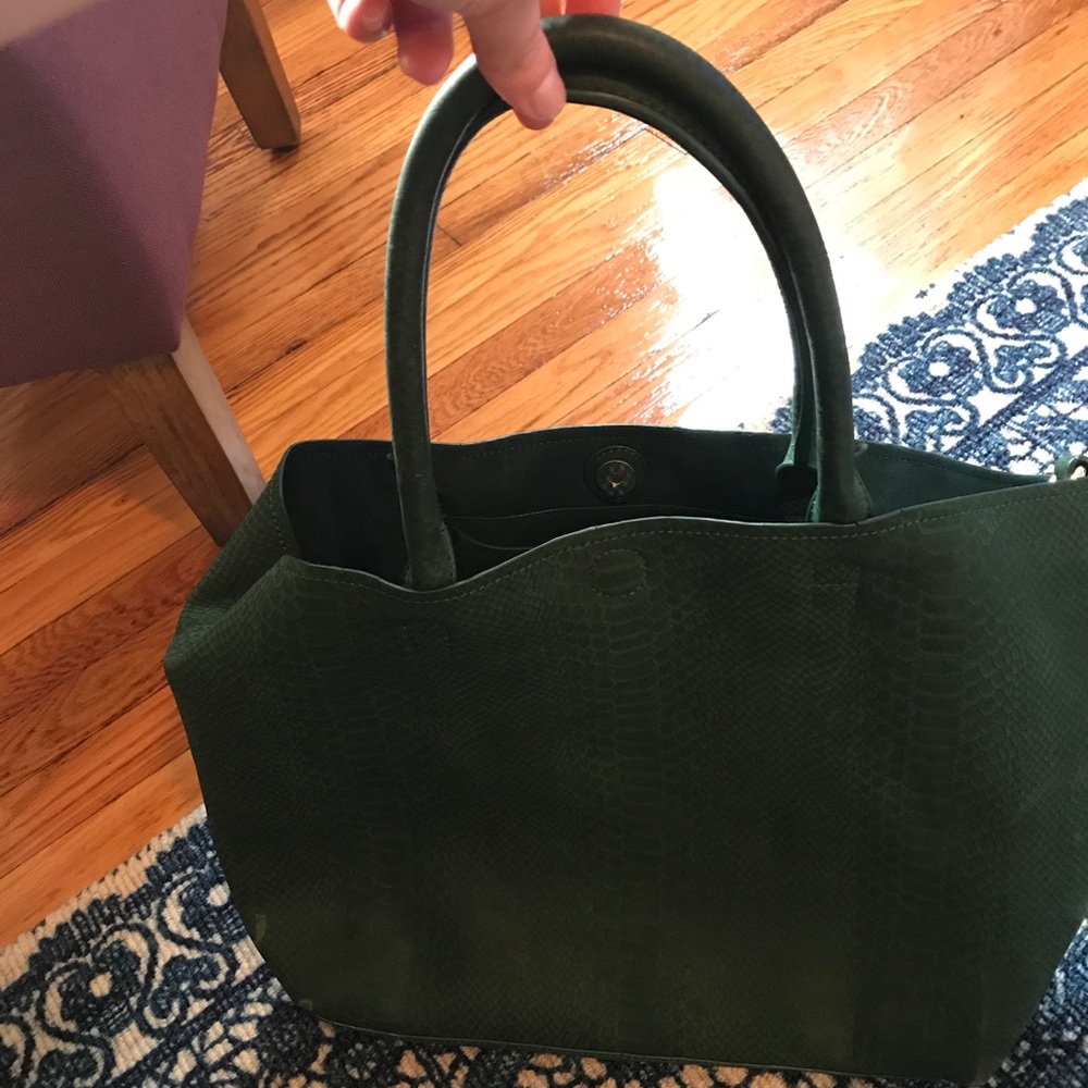 Dark green snake skin Deux Lux handbag